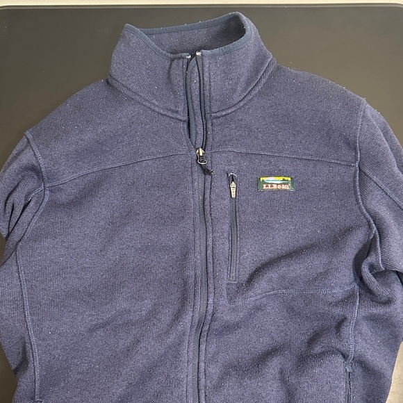 L.L. Bean Sweater Fleece Deep Blue Zip-Up Sweater Men’s size Large - Picture 3 of 7